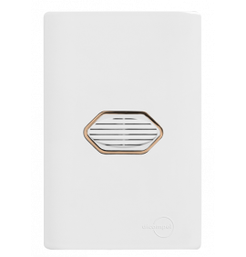 Cj Campainha Cigarra Bivolt (SOM) 4x2 - Novara Branco C/ Ouro Rose